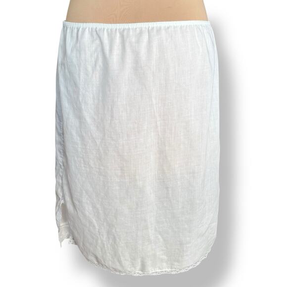 Vintage White Lace Hem Half Slip Skirt Side Vent Elastic Waist Large USA Made - Picture 5 of 10
